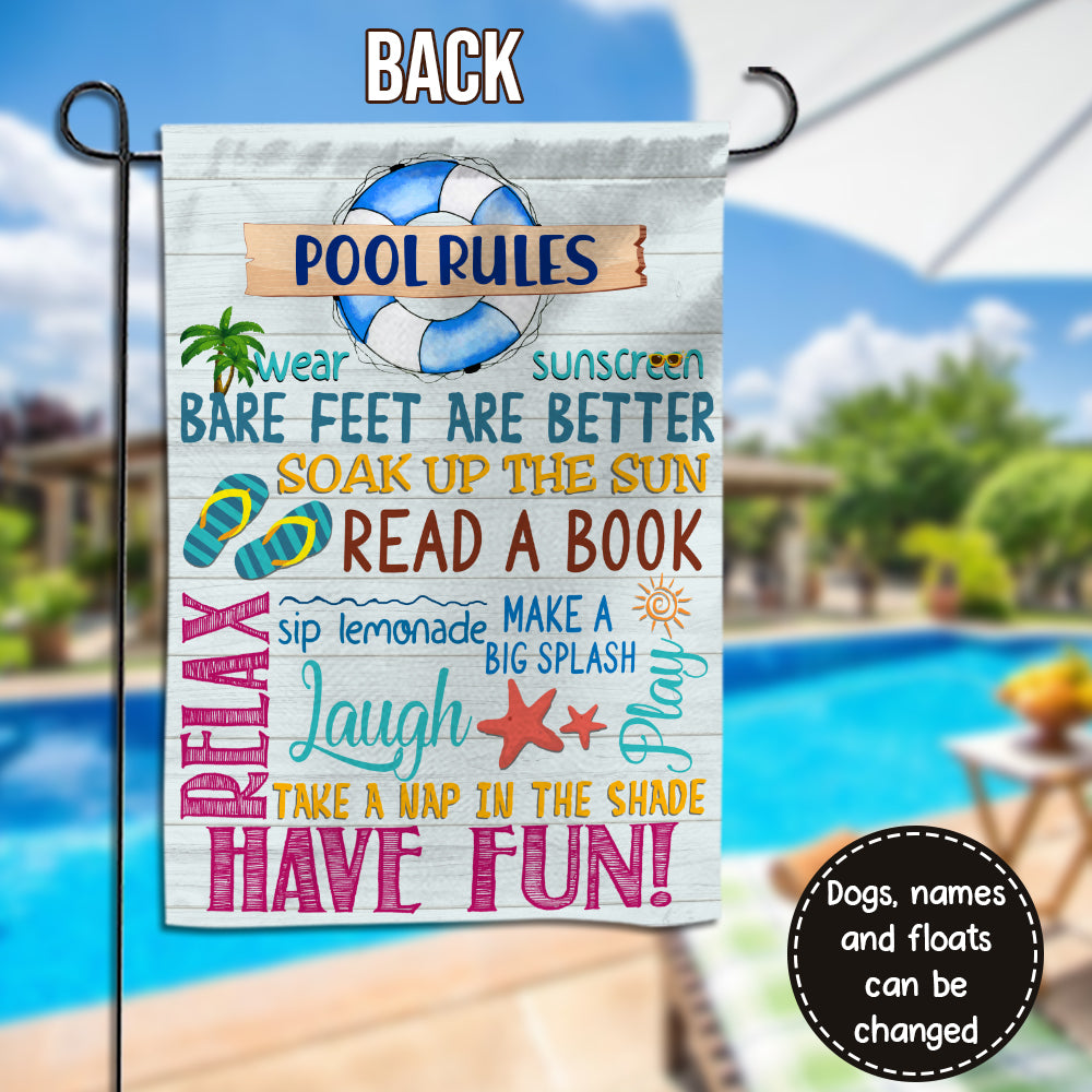 89Customized Dogs Pool Rules Personalized 2 Sided Flag