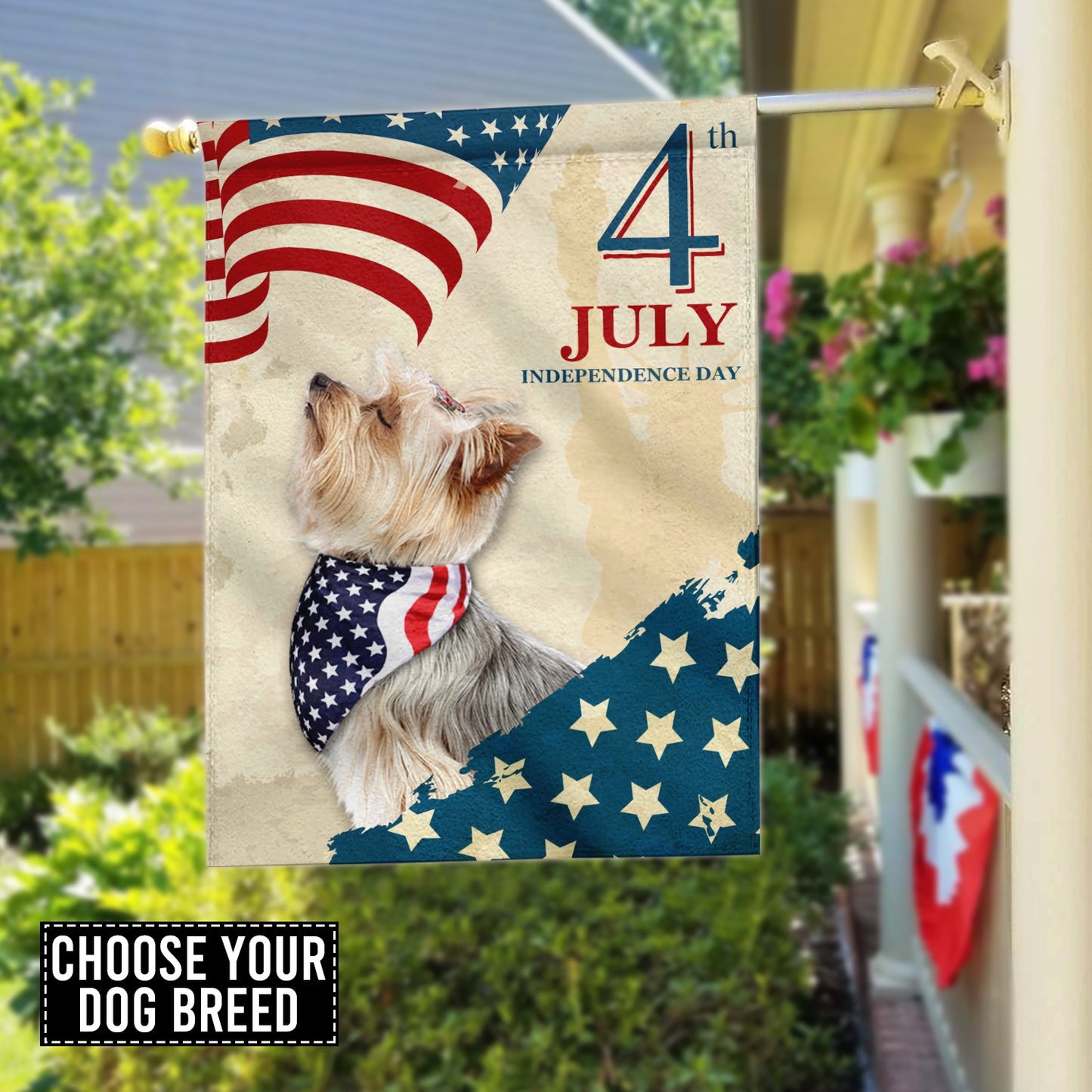 89Customized 4th July Independence day Dog Customized Garden Flag
