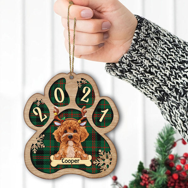 89Customized Dog Paw Print Personalized One Sided Ornament