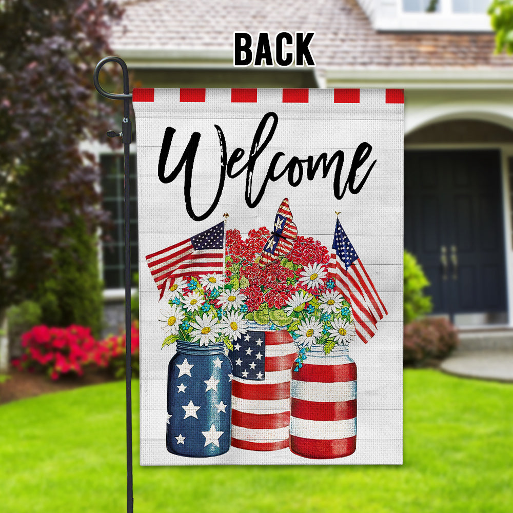 89Customized Patriotic Welcome Dog Customized Garden 2 Sided Flag