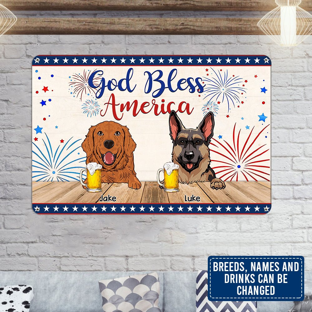 89Customized 4th Of July Personalized Printed Metal Sign For Dog And Cat Lovers