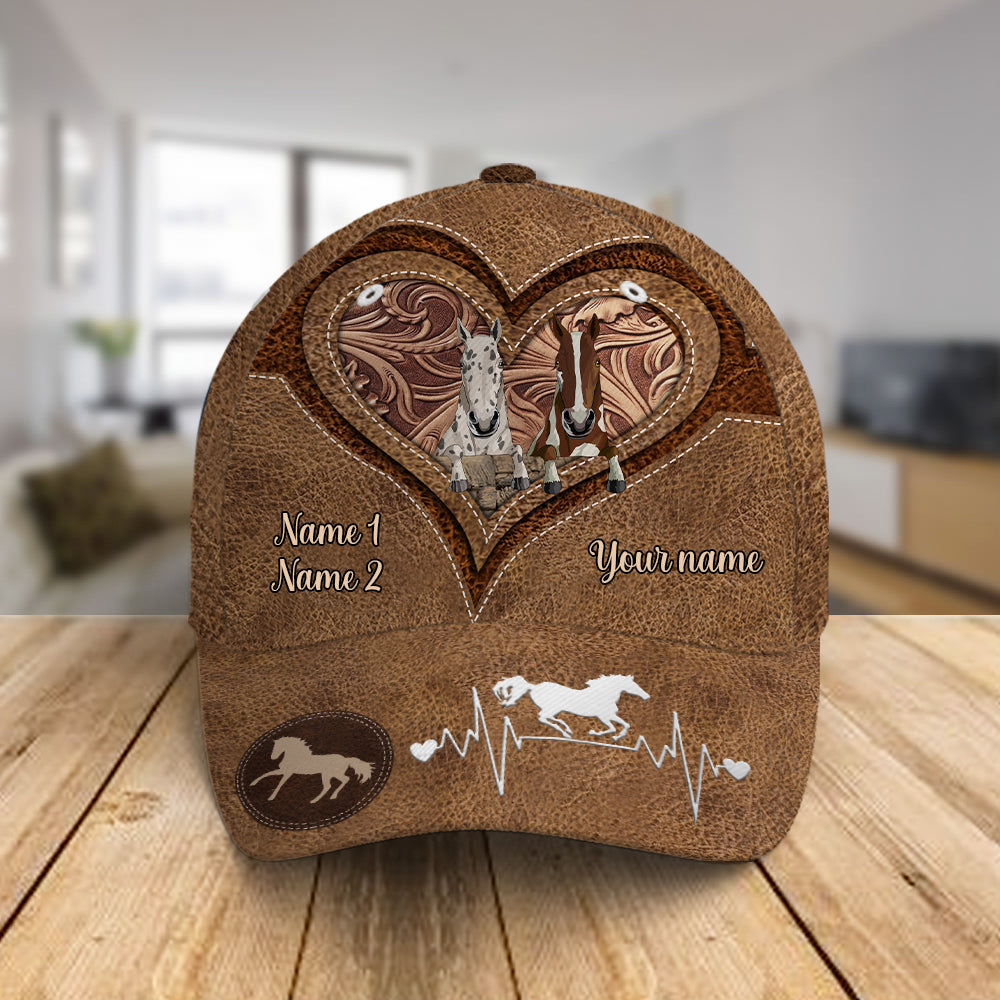 89Customized Funny Horse 3D leather Customized Cap