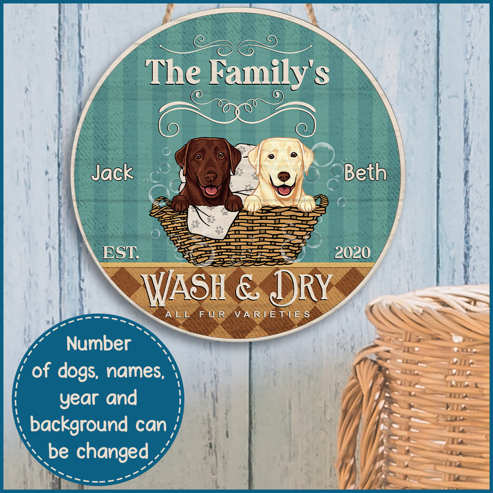 89Customized Dog Laundry Wash & Dry Personalized Wood Sign