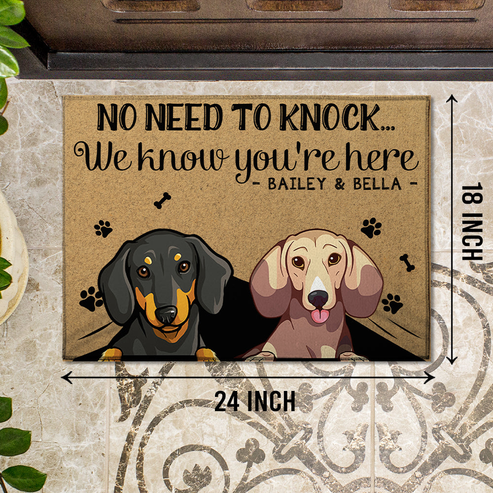 89Customized My Dogs Know You Are Here Personalized Doormat