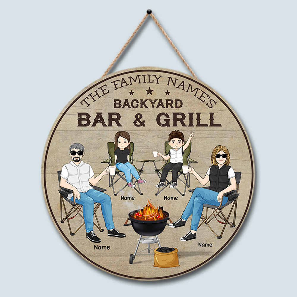 89Customized Backyard bar and grill personalized wood sign