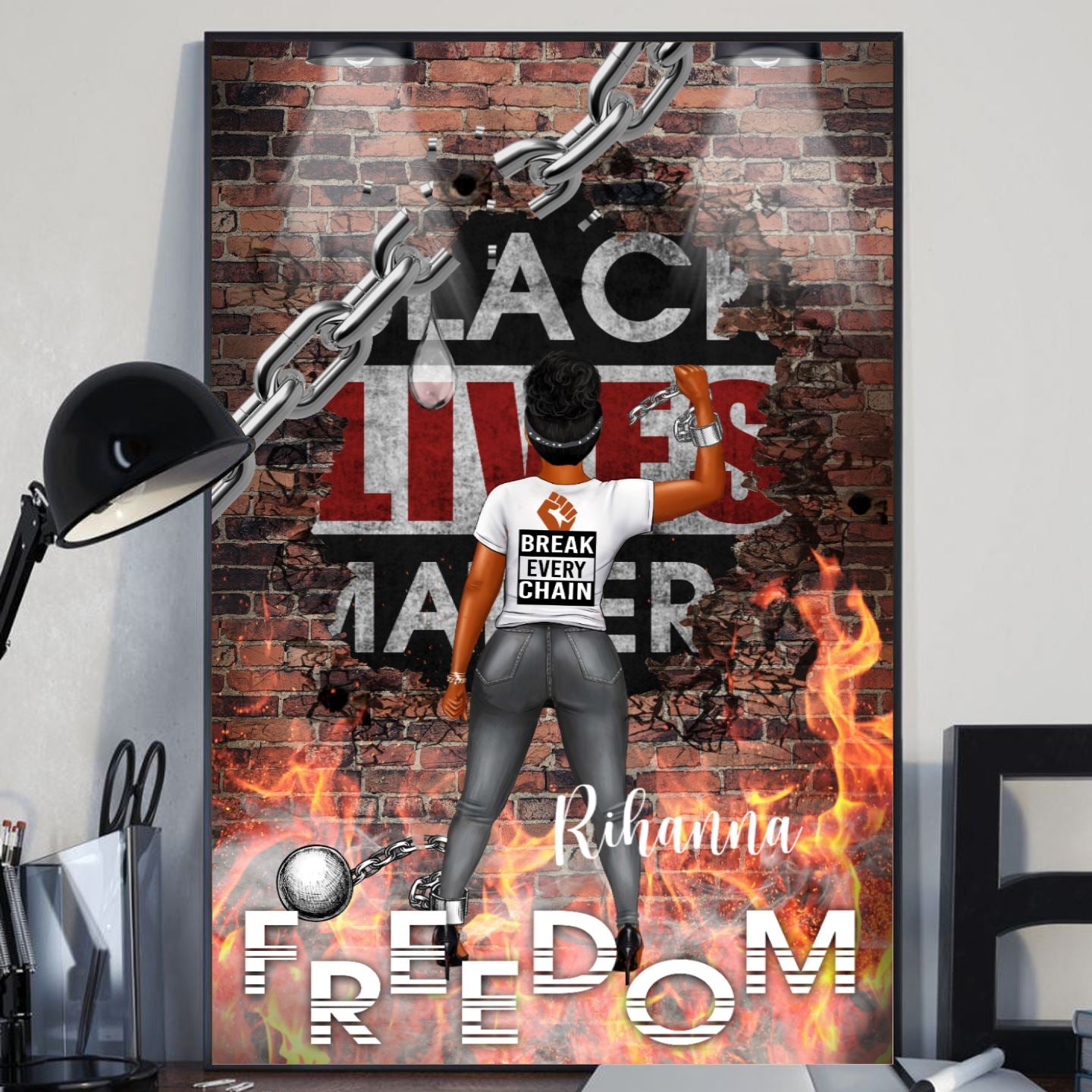 Personalized Black Women Break Every Chain Poster inkgo