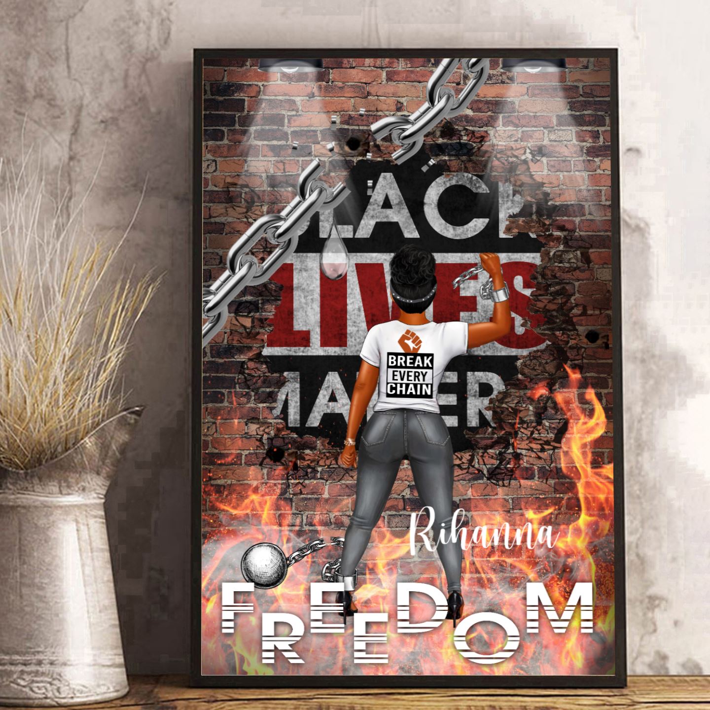 Personalized Black Women Break Every Chain Poster inkgo
