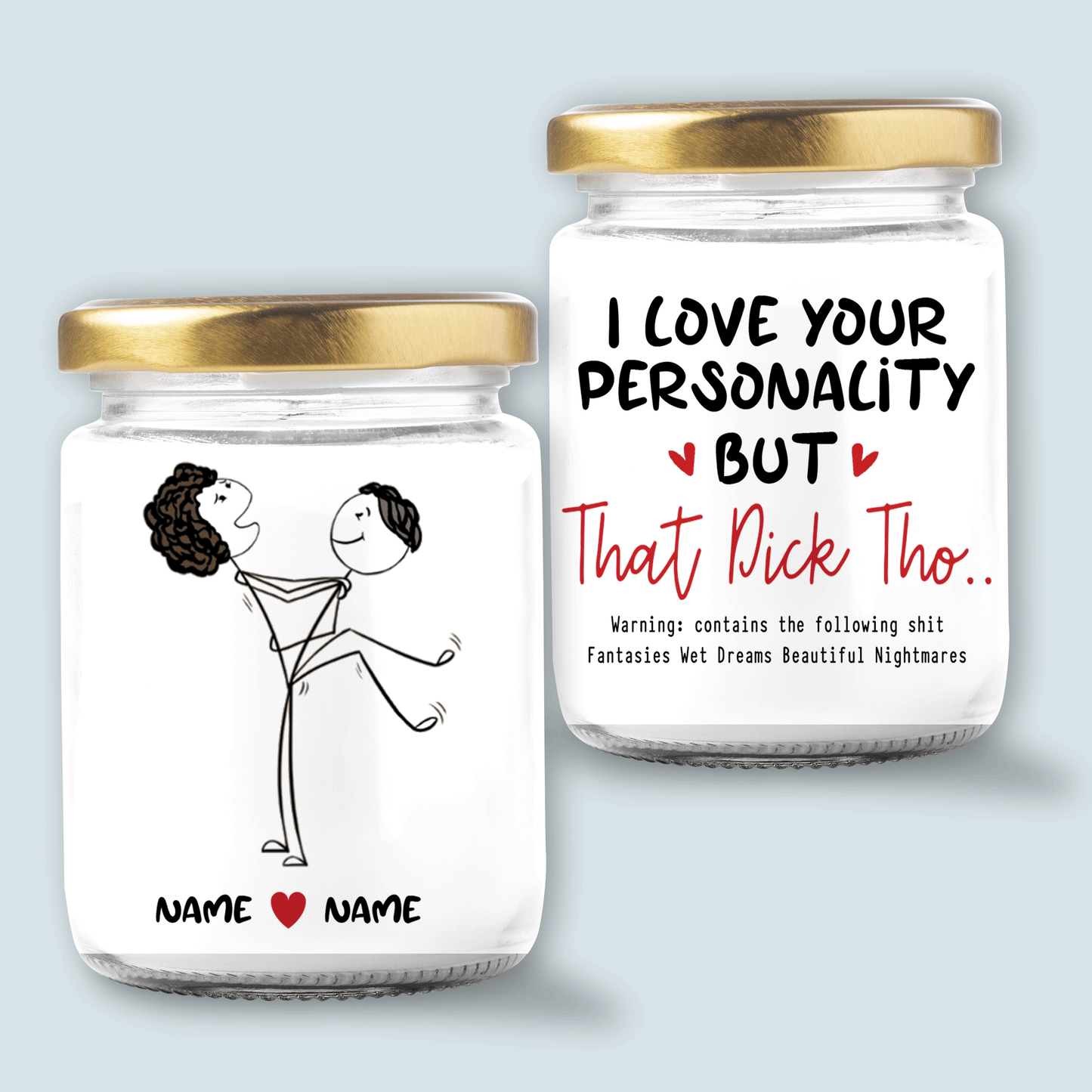 89Customized Funny | Naughty | Dirty | Mature Gift | Stick Couple | Personalized Candle