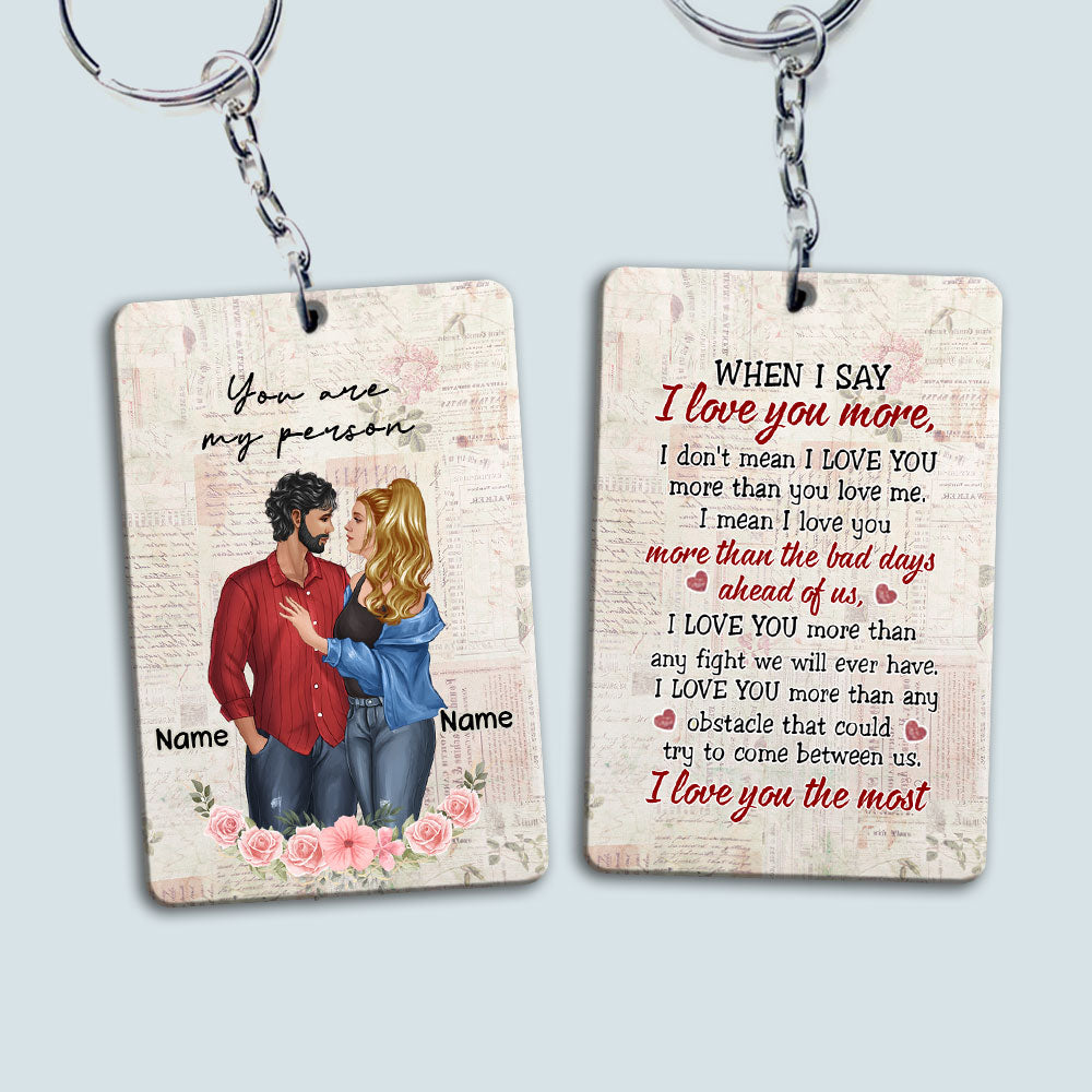 89Customized I love you more The end I win Valentine's Gift for Lovers Husband Wife Couple Personalized Keychain