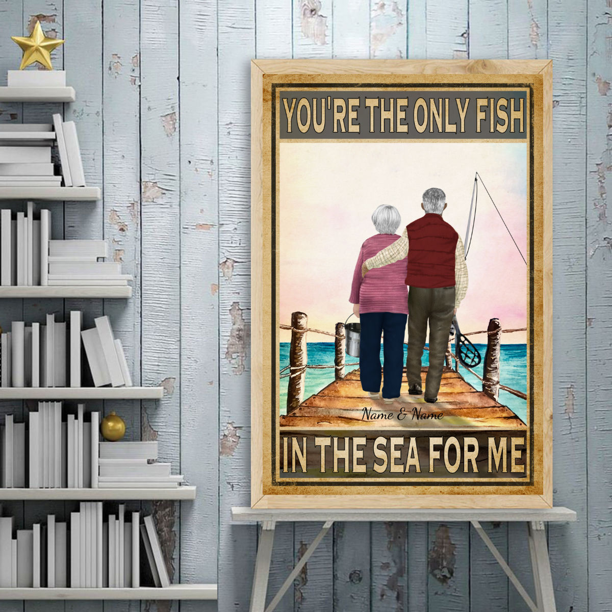 89Customized Baby Let's Go Fishing Old Couple Vertical Poster