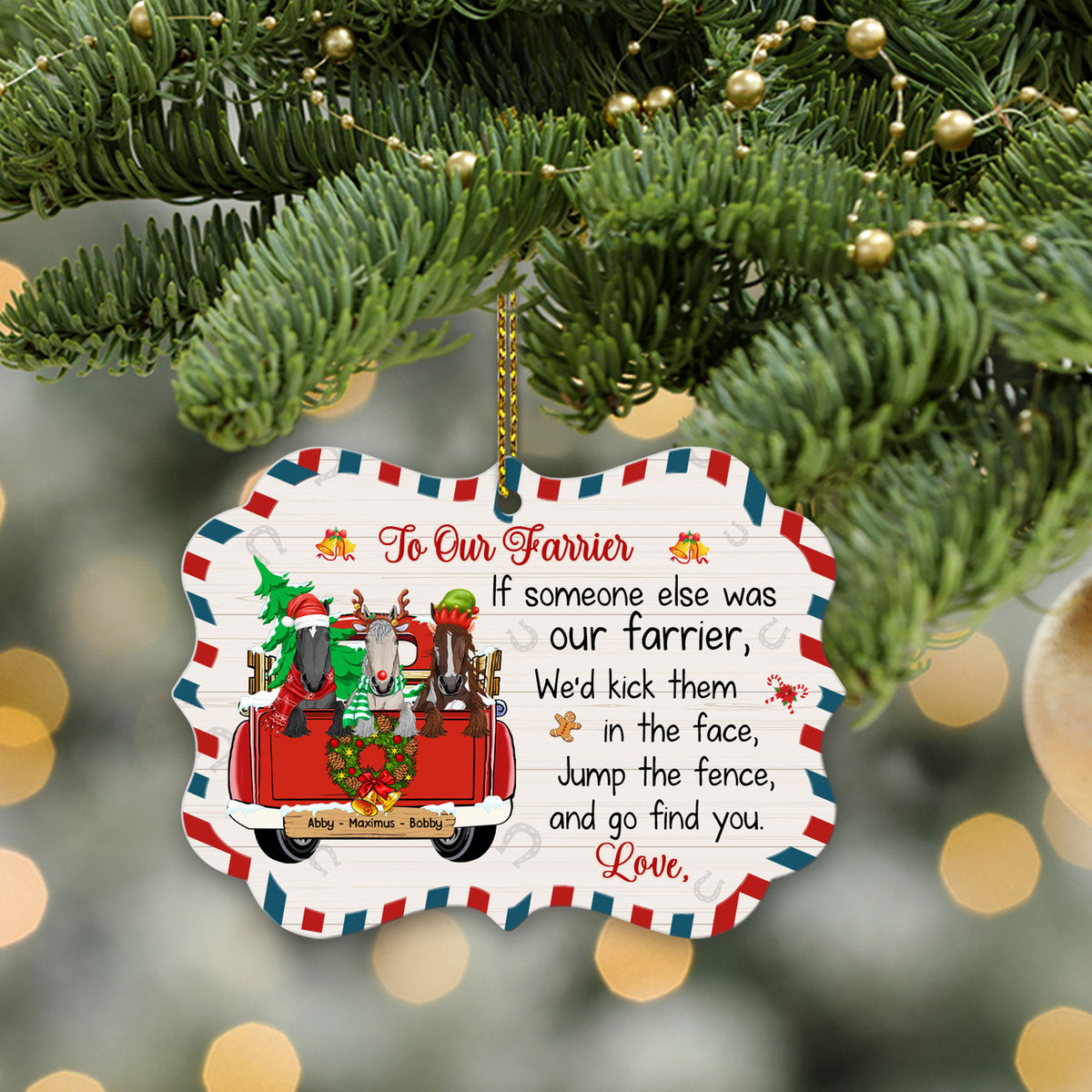 89Customized Thank You For Being My Farrier Horse Lovers Personalized One Sided Ornament