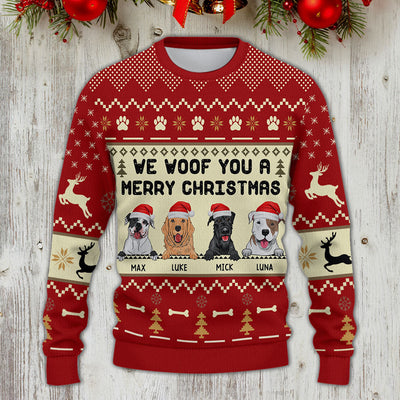 89Customized We woof you a merry christmas Personalized Sweater