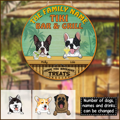 89Customized Dogs Tiki Bar & Grill Personalized Wood Sign