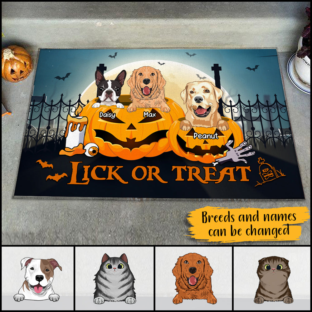 89Customized Lick Or Treat Dogs Welcome Personalized Doormat