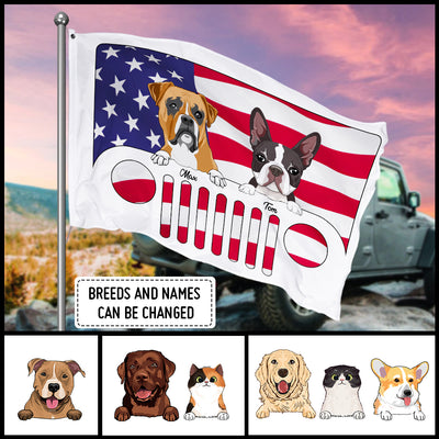 89Customized Dogs And Cats Jeep Personalized House Flag