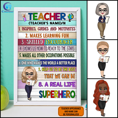 89Customized Teacher A real life superhero Customized Vertical Poster