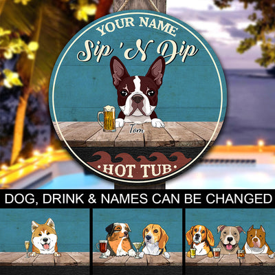 89Customized Personalized Wood Sign Hot Tub Dog Sip And Dip