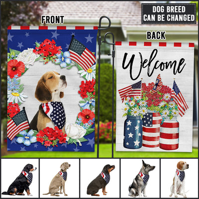 89Customized Patriotic Welcome Dog Customized Garden 2 Sided Flag