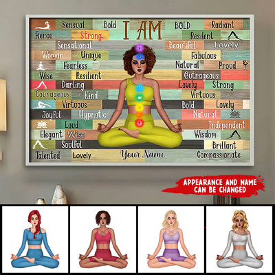 89Customized I am fierce and bold Yoga girl Customized Horizontal Poster