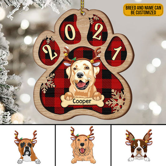 89Customized Dog Paw Print Personalized One Sided Ornament