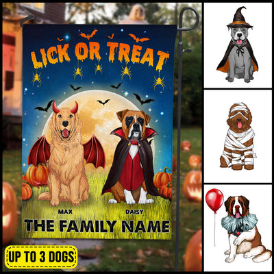 89Customized Happy Howloween Lick Or Treat Personalized Garden Flag