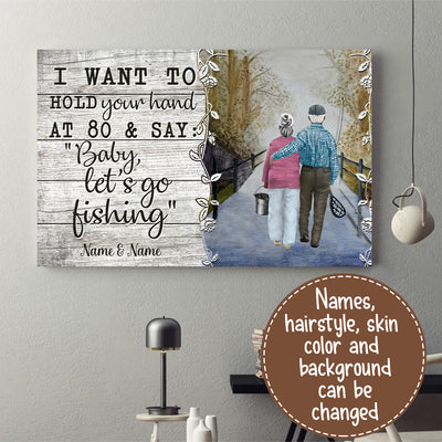 89Customized Baby Let's Go Fishing Old Couple Poster