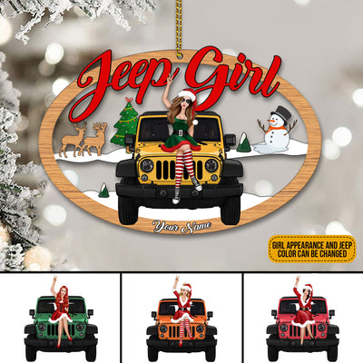 89Customized Jeep Girl Christmas Customized Ornament