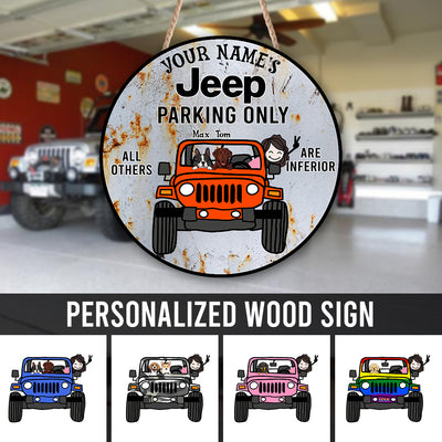 89Customized Personalized Wood Sign Jeep Garage Dog