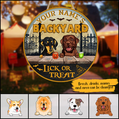 89Customized Halloween Dogs/Cats Welcome To Our Backyard/Deck/Patio Personalized Wood Sign