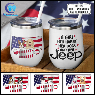 89Customized Dogs And Cats Jeep Personalized (No straw included) Wine Tumbler