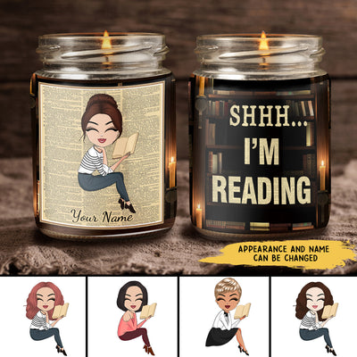89Customized Shhh I'm Reading Book Lovers Personalized Candle