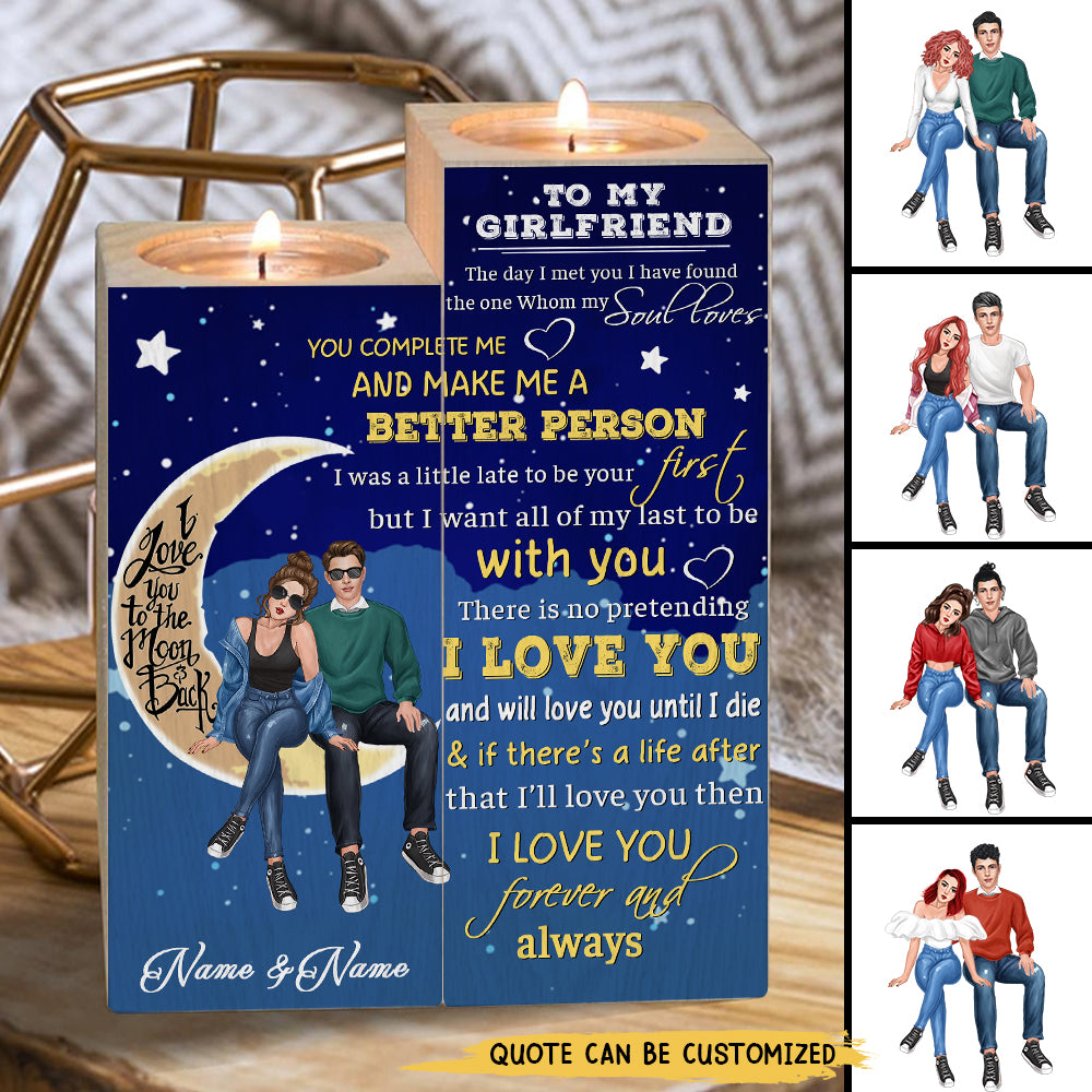 89Customized I want all of my last to be with you Gift for Him Gift for Her Love Couple Personalized Candle Holder