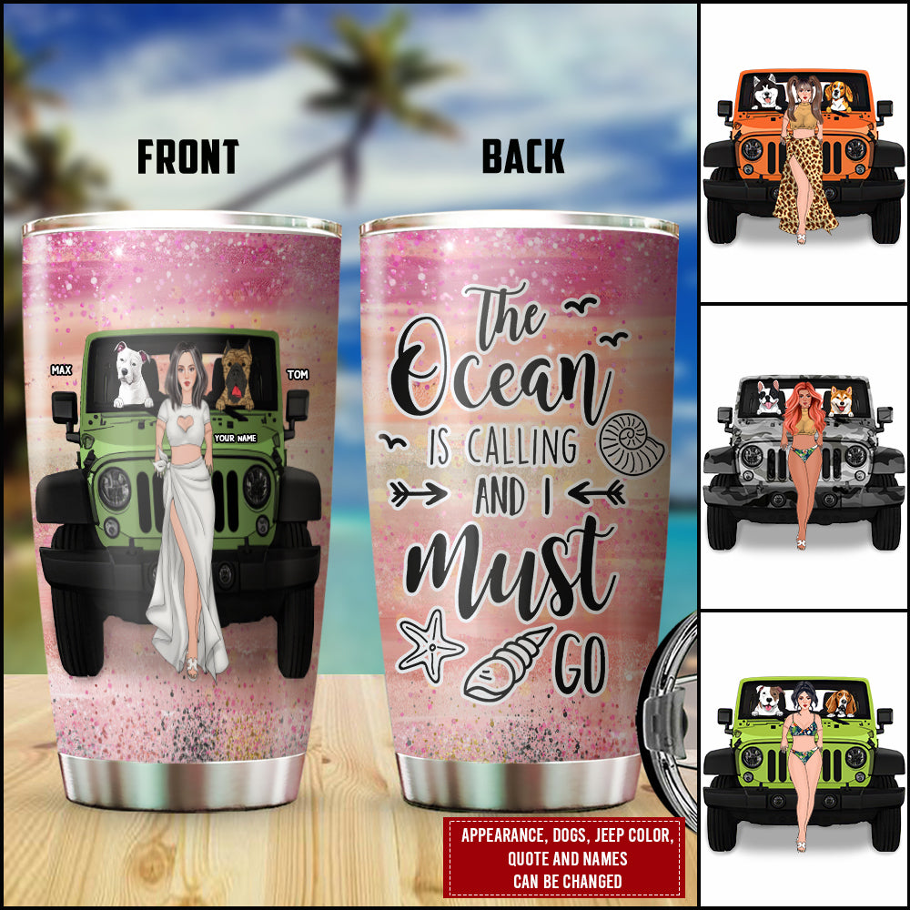 89Customized Just A Girl Who Loves Jeeps & Dogs Personalized Tumbler