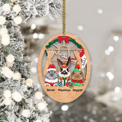89Customized Chirstmas Window Rabbit Lovers Personalized Ornament