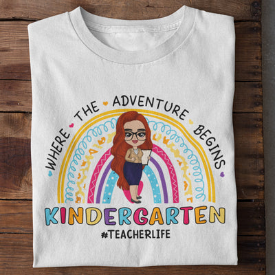 89Customized Where the adventure begins Teacher Life Customized Shirt