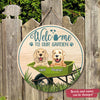 89Customized Welcome To Our Garden Dogs/Cats Personalized Wood Sign