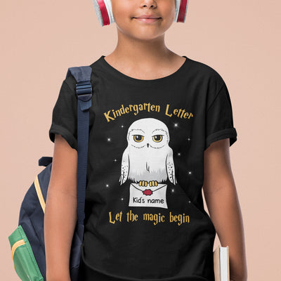 89Customized Back to school letter Let the magic begin personalized youth t-shirt