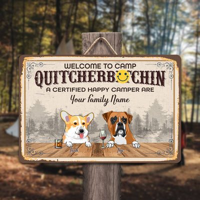 89Customized Personalized Printed Metal Sign Camping Welcome To Camp Dog