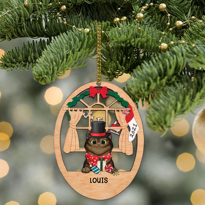 89 Customized Christmas Window Cats-Personalized Ornament