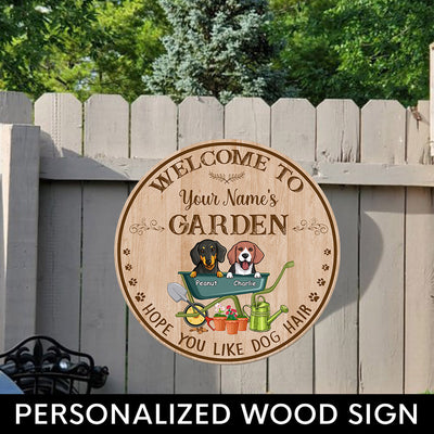 89Customized Personalized Wood Sign Gardening Welcome Dog