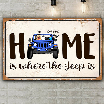 89Customized Personalized Printed Metal Sign Home Is Where Jeep Is Dog