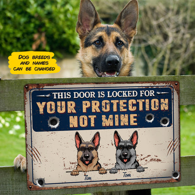 89Customized This door is locked for your protection not mine personalized printed metal sign
