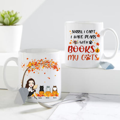 89Customized Sorry, i can't i have plans with books and my cats MUG
