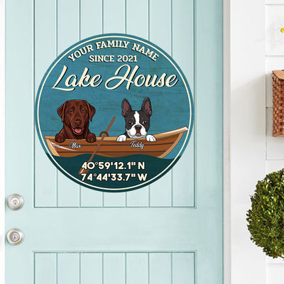 89Customized Lake house 2 dog Customized Wood Sign