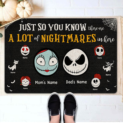 89Customized Just so you know there are a lot of nightmares in here personalized doormat