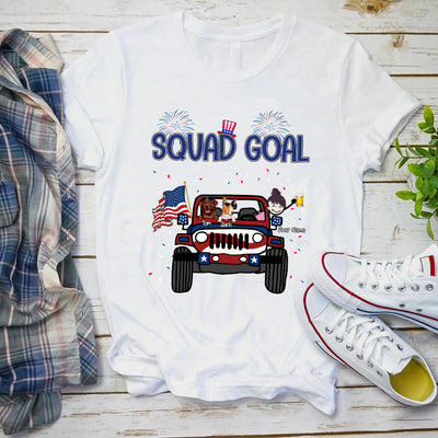 89Customized Squad goal 4th of July Jeep and Girl Dog Customized Shirt