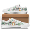 89Customized Tropical Pattern Dog and Cat Customized White Low Top Shoes