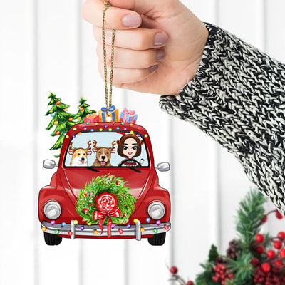 89Customized Beetle Girl with dogs Christmas Customized Ornament
