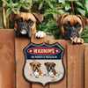 89Customized This Property Is Proctected By Dogs Personalized Shield Metal Sign
