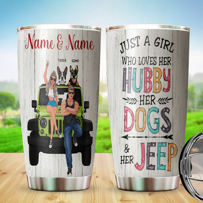 89Customized Just A Girl Who Loves Jeep And Her Hubby Personalized Tumbler
